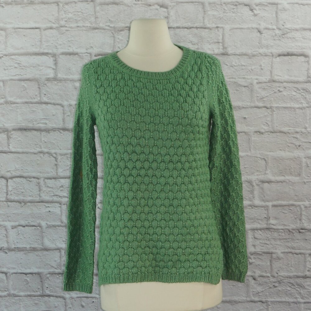 Anthropologie Field Flower Wool Mohair Green Sweater xs